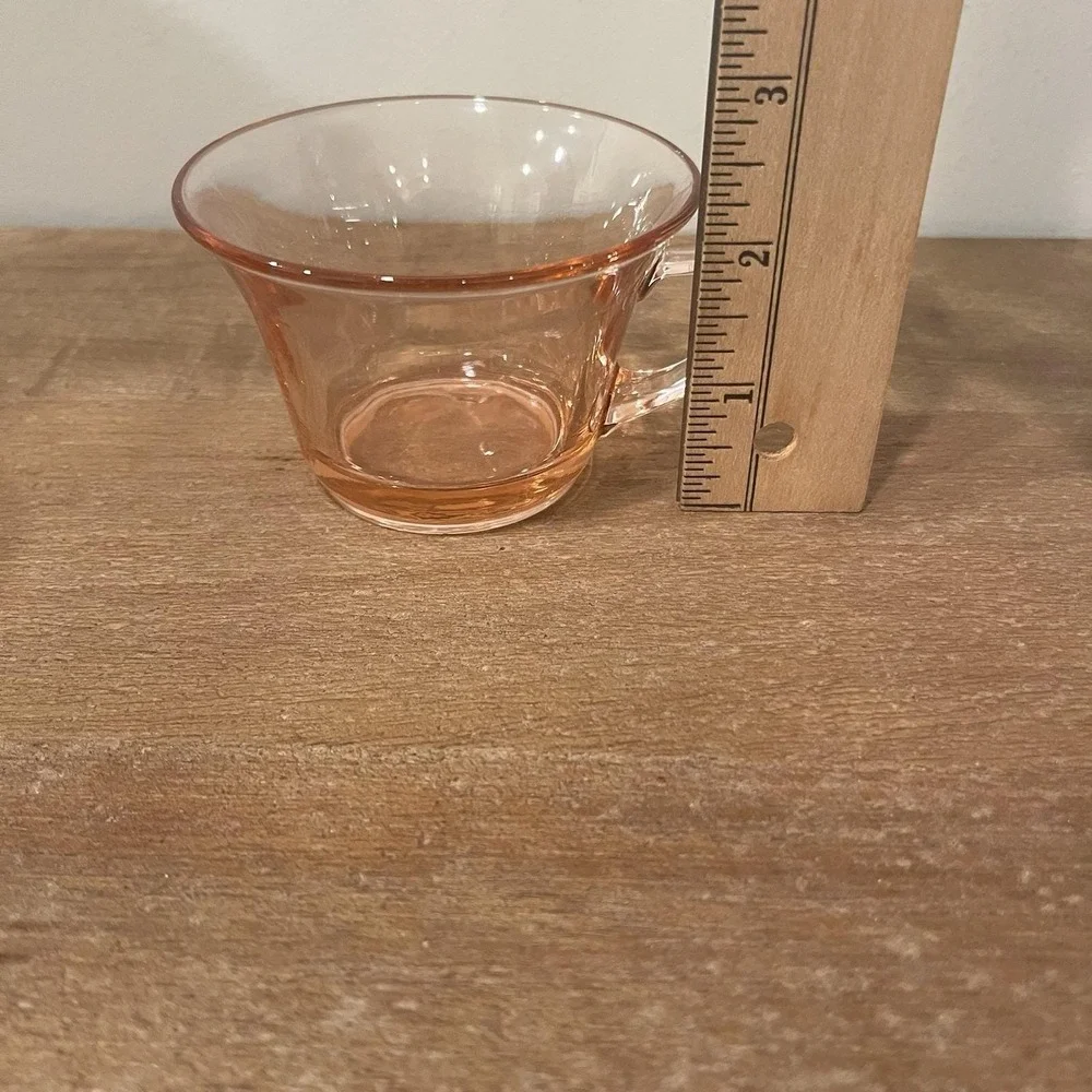 Set of 4 Vintage Fostoria Pink Depression Glass Tea Cups No‎ Saucers 1930s/40s